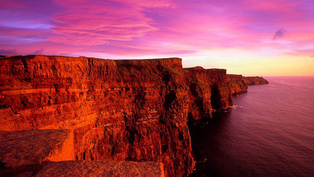 Sunset over the Cliffs of Moher