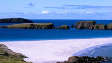 Tombolo beach at St Ninian's, Shetland