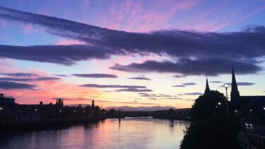 Sunset in the Highland city of Inverness