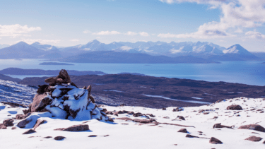 Snow on Cuillin Ridge on the Isle of Skye, Scotland.