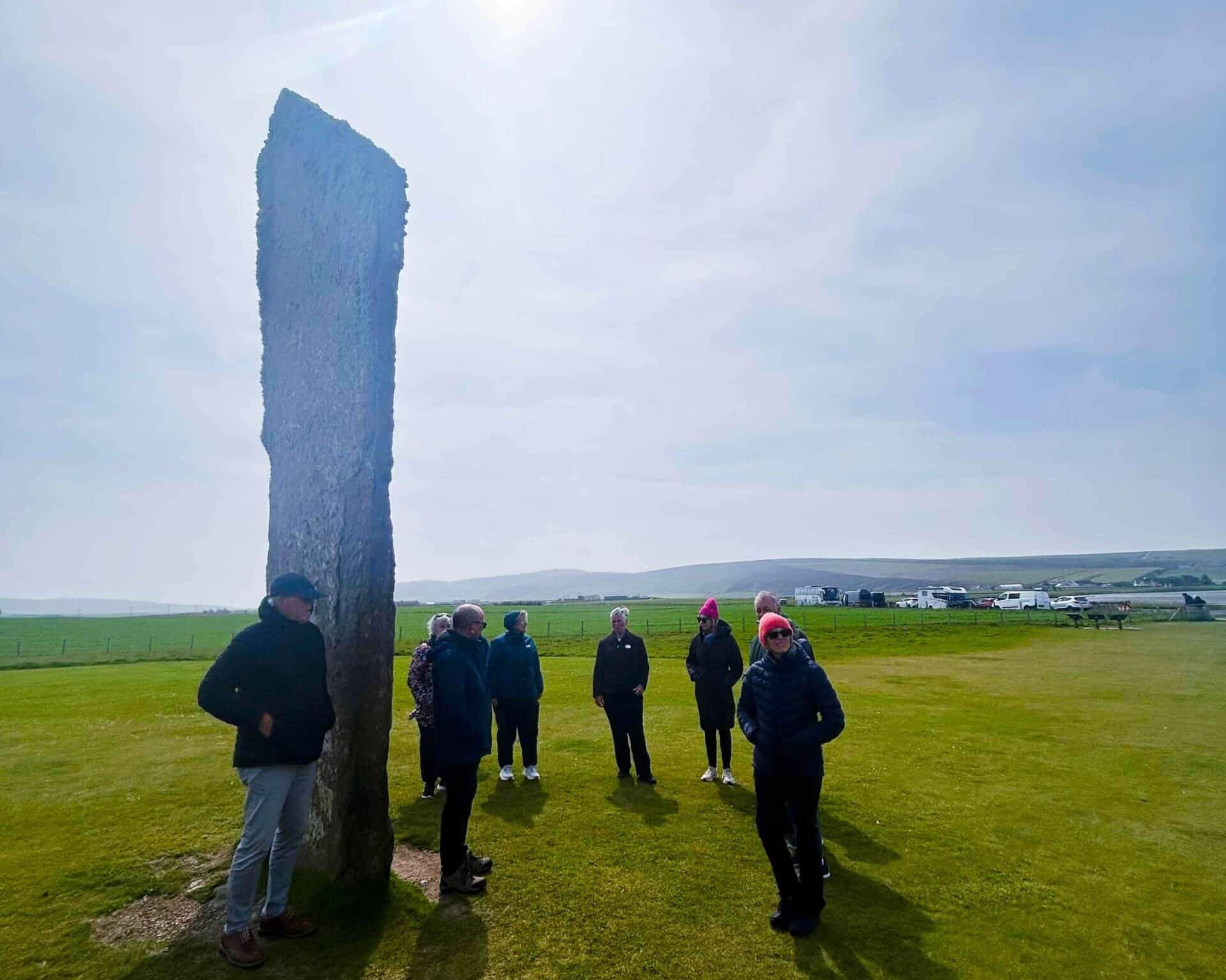 A McKinlay Kidd group at standing stones of Stenness on Orkney