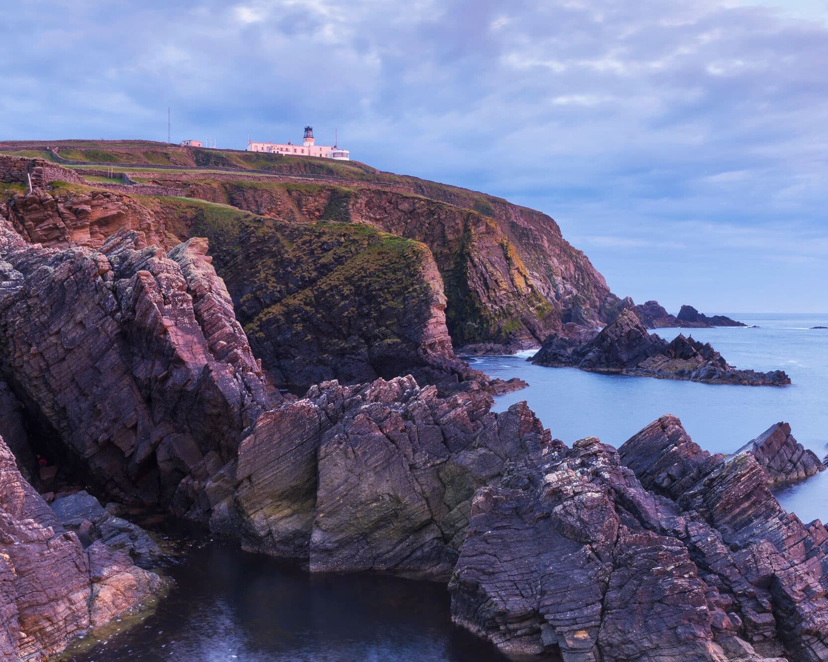 Sumburgh Head Lighthouse in Shetland, Scotland.