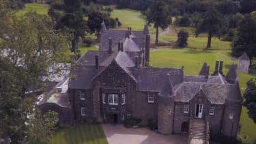 An exterior shot of a manor house hotel in the Aberdeenshire Countryside, Scotland