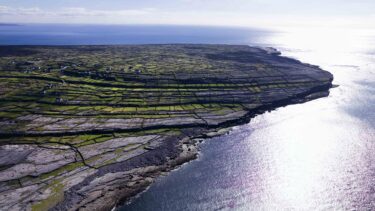 An aerial picture of Inis Mor located off the west coast of Ireland.