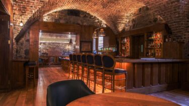 An interior picture of a Dublin hotel wine cellar bar