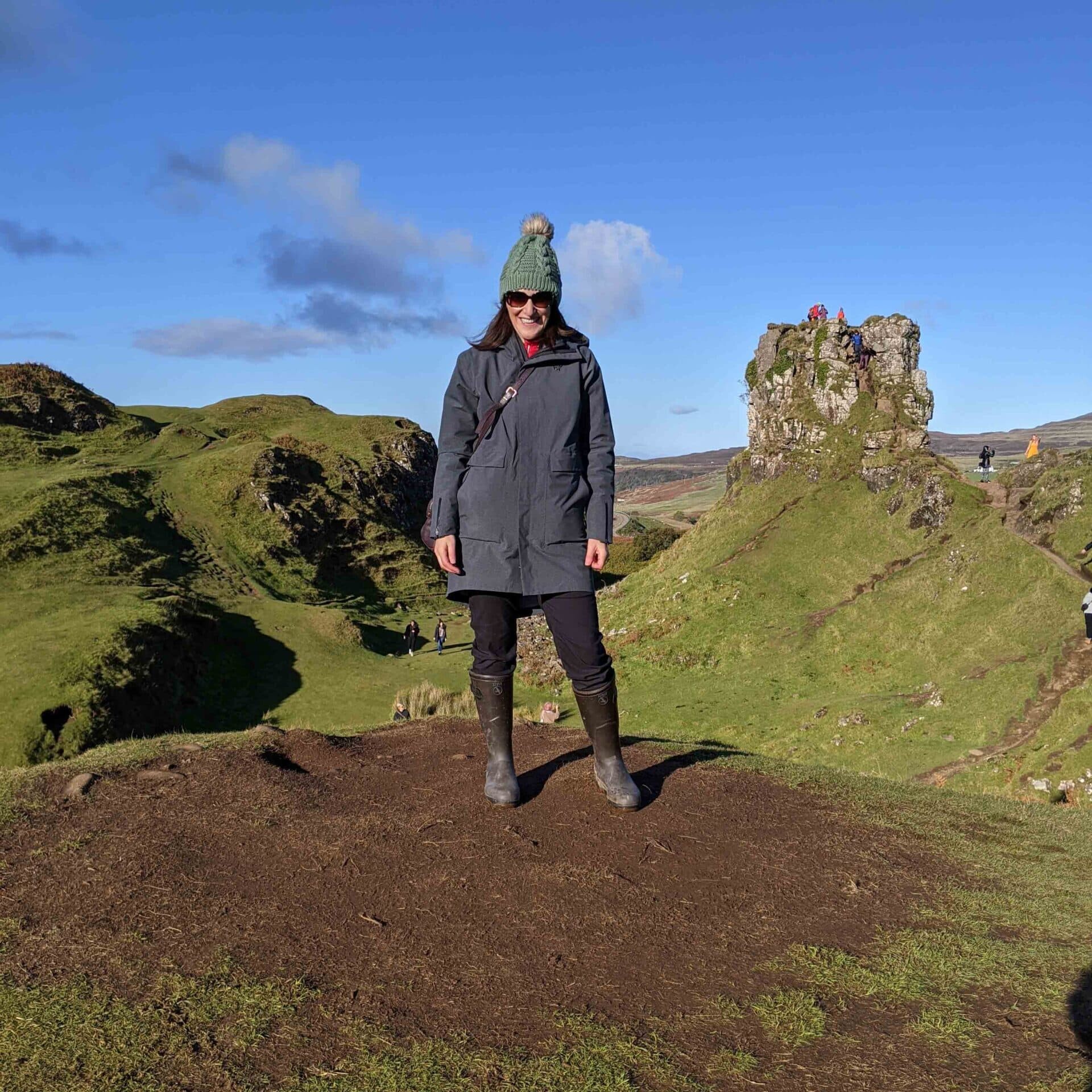 Jasna at McKinlay Kidd, standing in Skye at the Fairy Pools